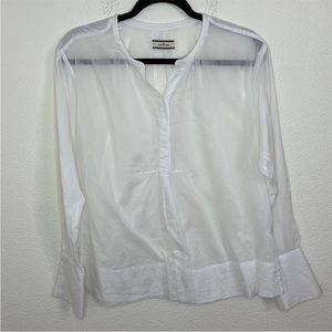 By Malene Birger Semi-Sheer White Button Down Blouse Peter Pan Collar Summer M
